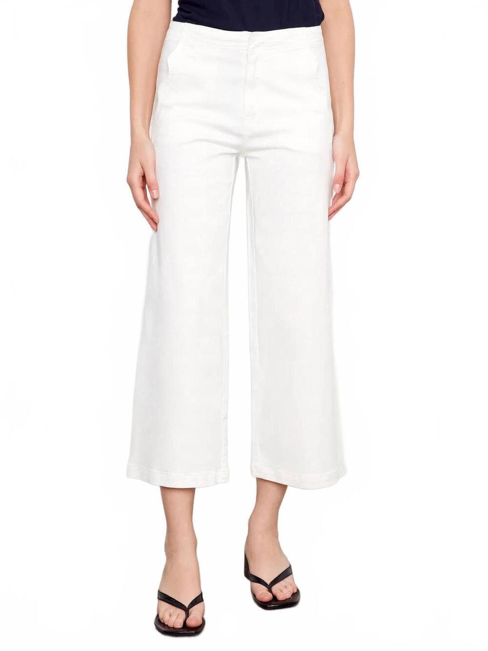 NEW CHARLIE B scallop edge wide leg jeans in white